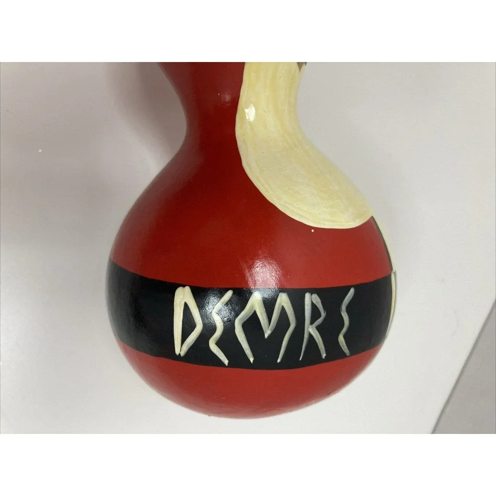 Vintage Handpainted Primitive Folk Art Santa Claus Gourd Signed Turkey Artist 9